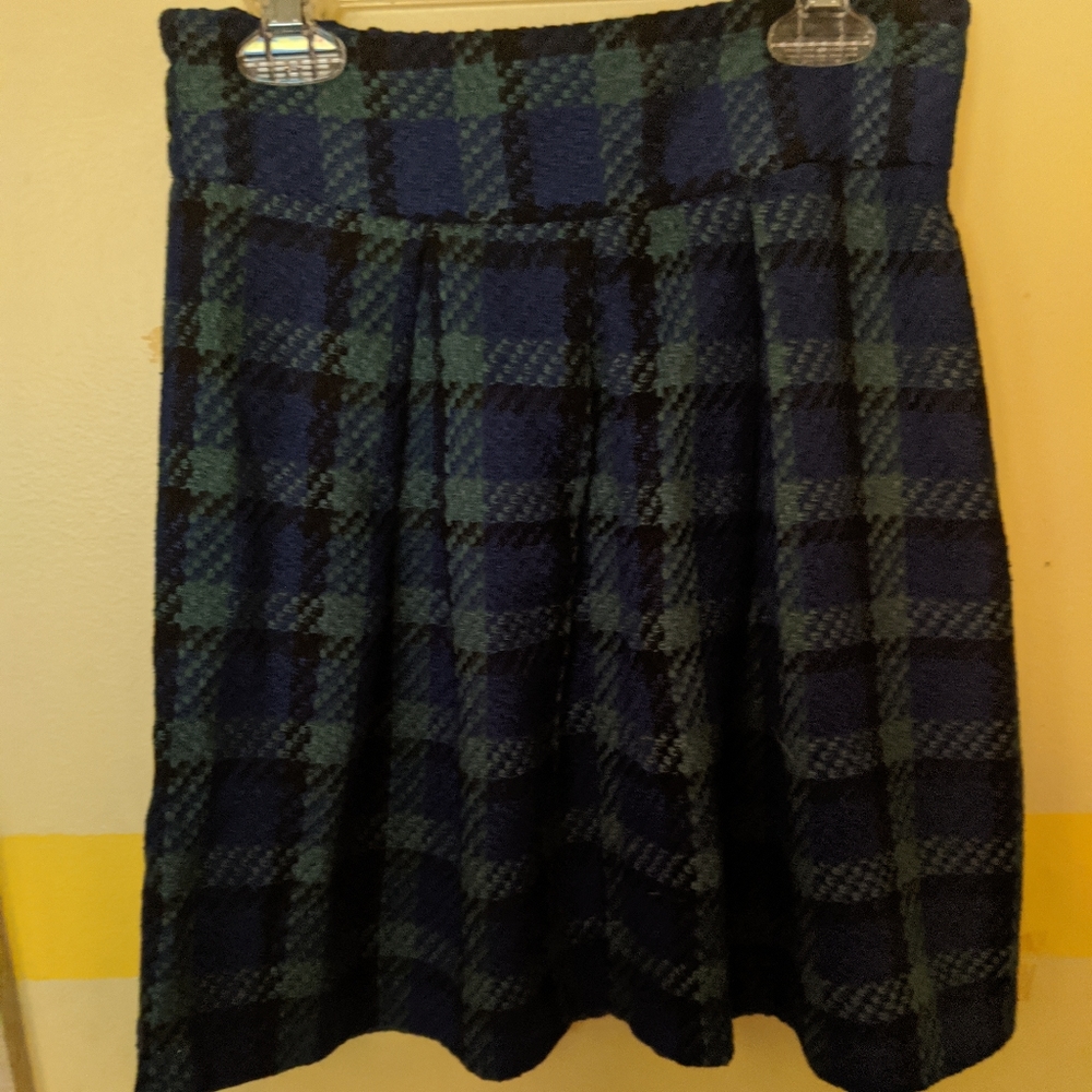 Blue plaid skirt